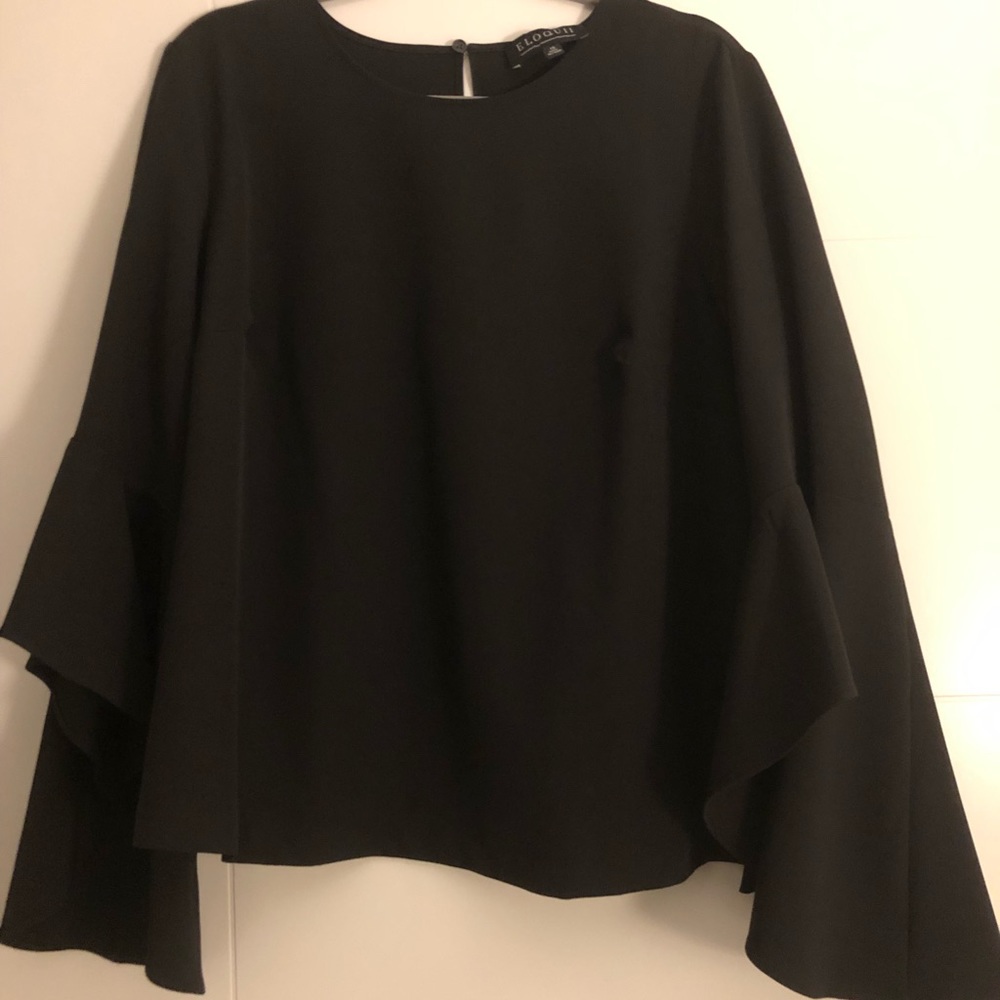 Eloquii Black Fashion blouse with dramatic sleeve